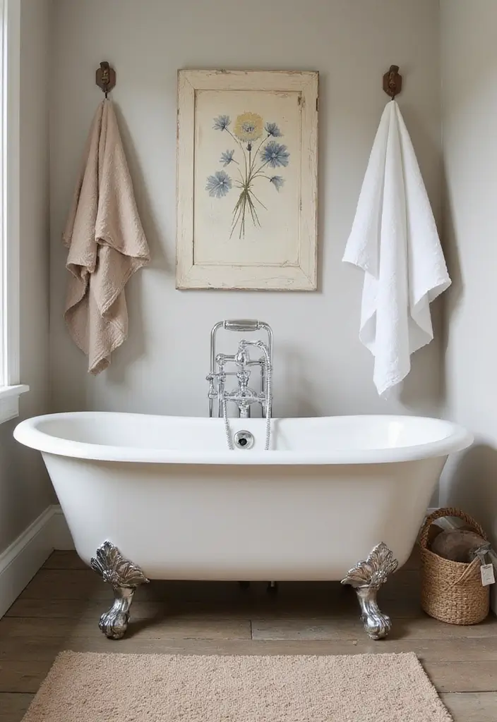 29 Modern French Country Bathroom Ideas That Feel Romantic - 21. Timeless Clawfoot Tubs