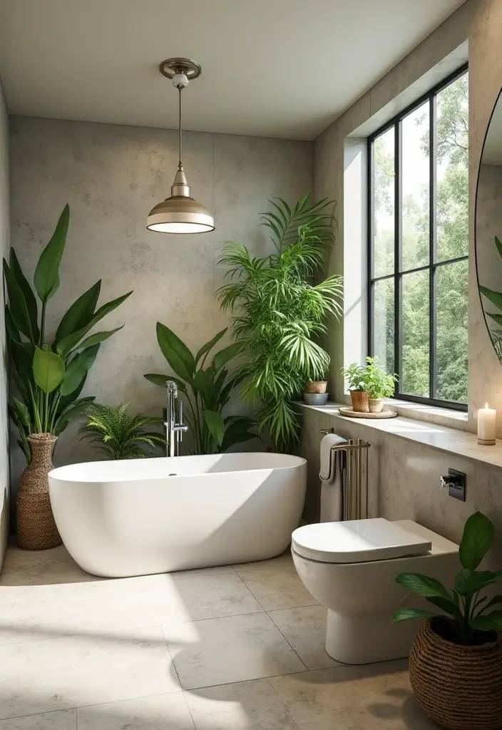 29 Modern Gray Bathroom Designs That Feel Sophisticated - 20. Eco-Friendly Choices