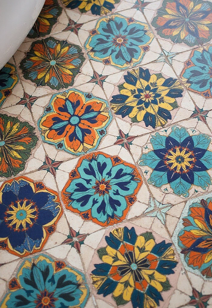29 Moroccan Style Bathroom Designs Full Of Detail - 1. Vibrant Moroccan Tile Patterns