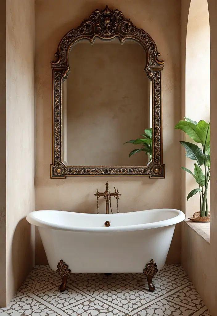 29 Moroccan Style Bathroom Designs Full Of Detail - 12. Vintage Mirrors