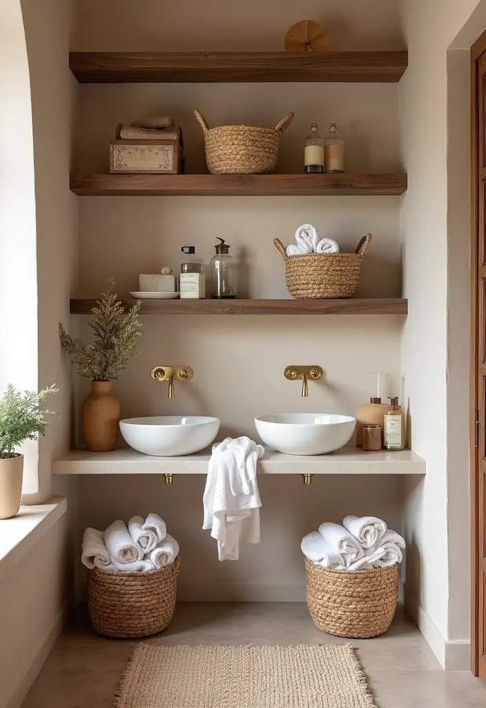 29 Moroccan Style Bathroom Designs Full Of Detail - 16. Stylish Storage Solutions
