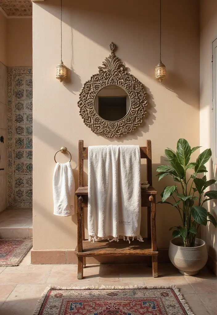 29 Moroccan Style Bathroom Designs Full Of Detail - 19. Unique Towel Holders