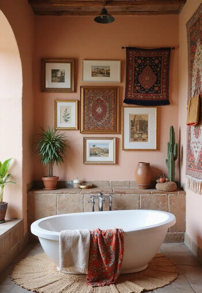 29 Moroccan Style Bathroom Designs Full Of Detail - 21. Artistic Wall Art