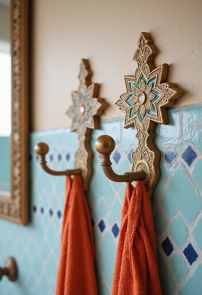 29 Moroccan Style Bathroom Designs Full Of Detail - 26. Functional and Stylish Hooks