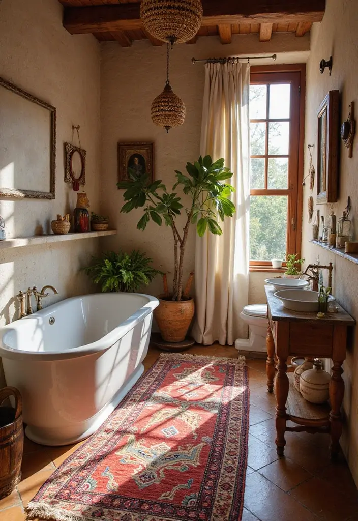 29 Moroccan Style Bathroom Designs Full Of Detail - 6. Bohemian Bathroom Decor