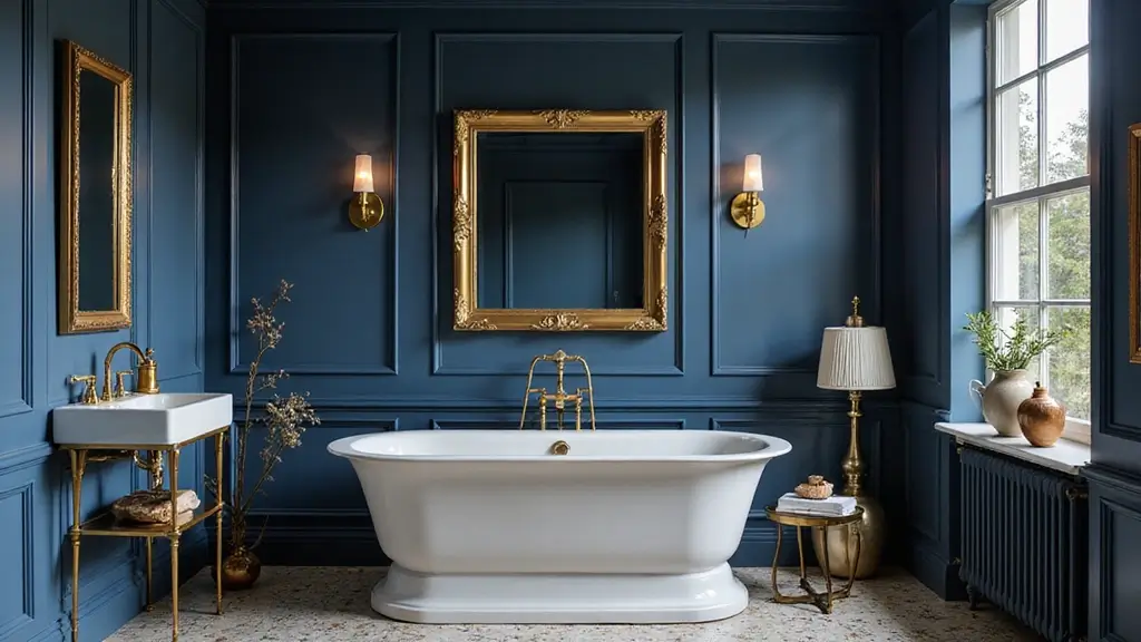 29 Navy Blue And Gold Bathroom Designs That Exude Luxury