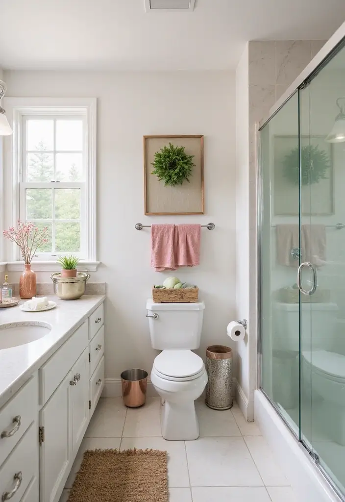 29 Pink And Green Bathroom Ideas That Look Trendy - 18. Seasonal Decor Swaps