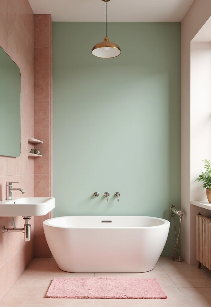 29 Pink And Green Bathroom Ideas That Look Trendy - 22. Minimalistic Approach
