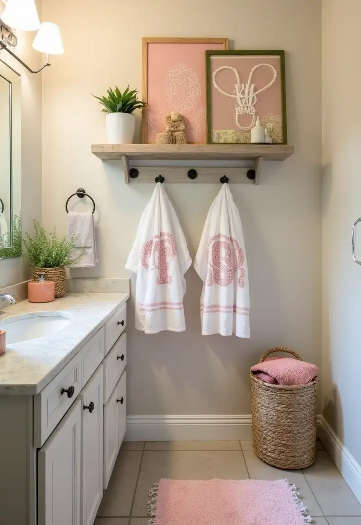 29 Pink And Green Bathroom Ideas That Look Trendy - 24. Personalized Touches