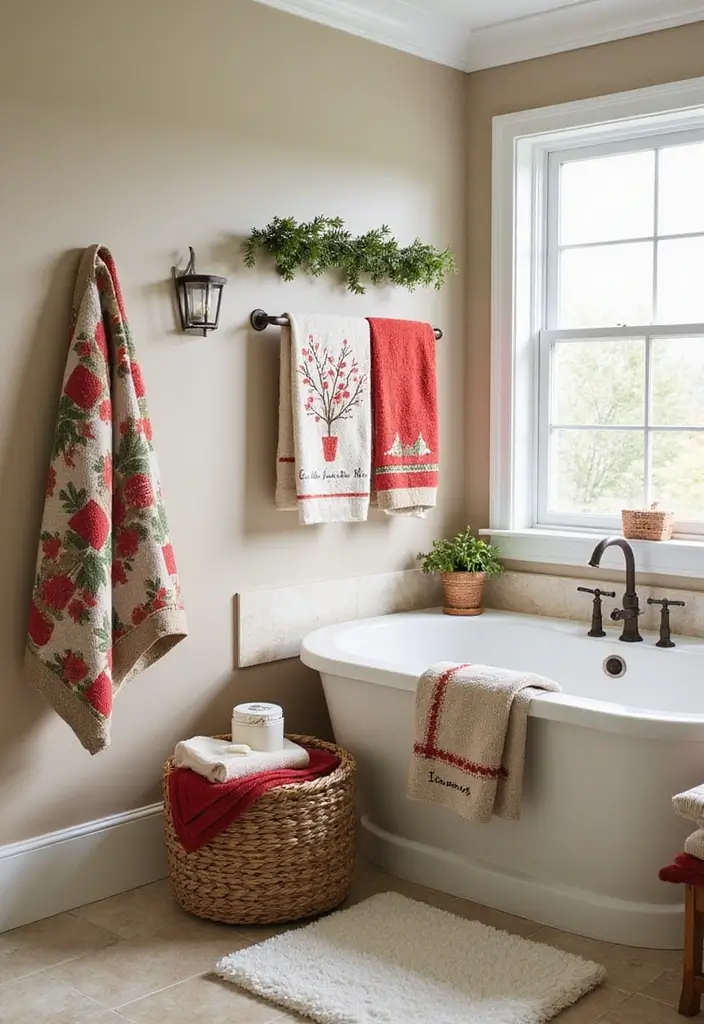 29 Towel Display In Bathroom Ideas That Look Boutique - 15. Seasonal Displays