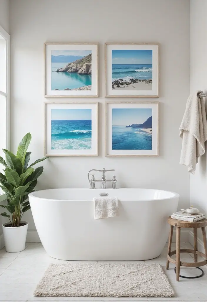 29 Under The Sea Bathroom Ideas For Kids And Adults - 11. Ocean-Themed Artwork