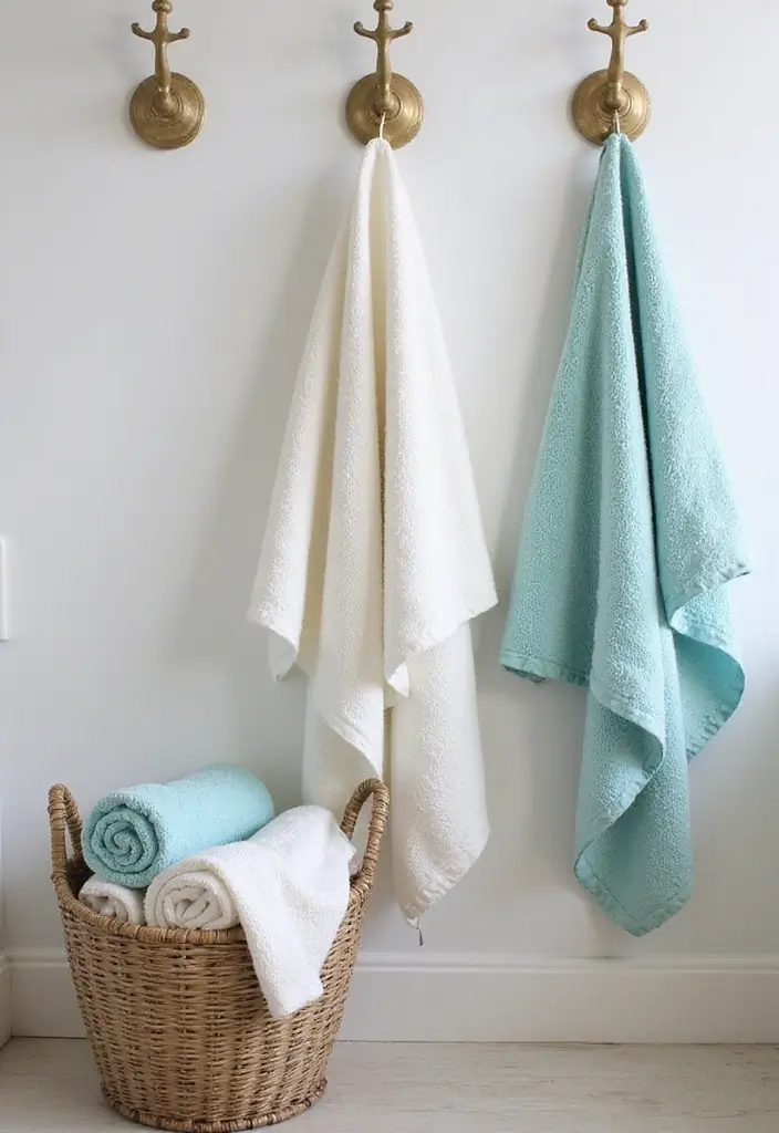 29 Under The Sea Bathroom Ideas For Kids And Adults - 13. Creative Towel Displays