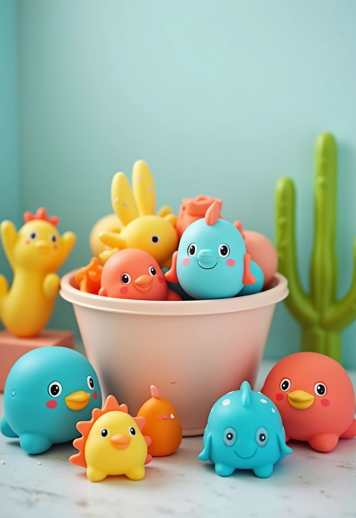 29 Under The Sea Bathroom Ideas For Kids And Adults - 16. Bath Toys Galore