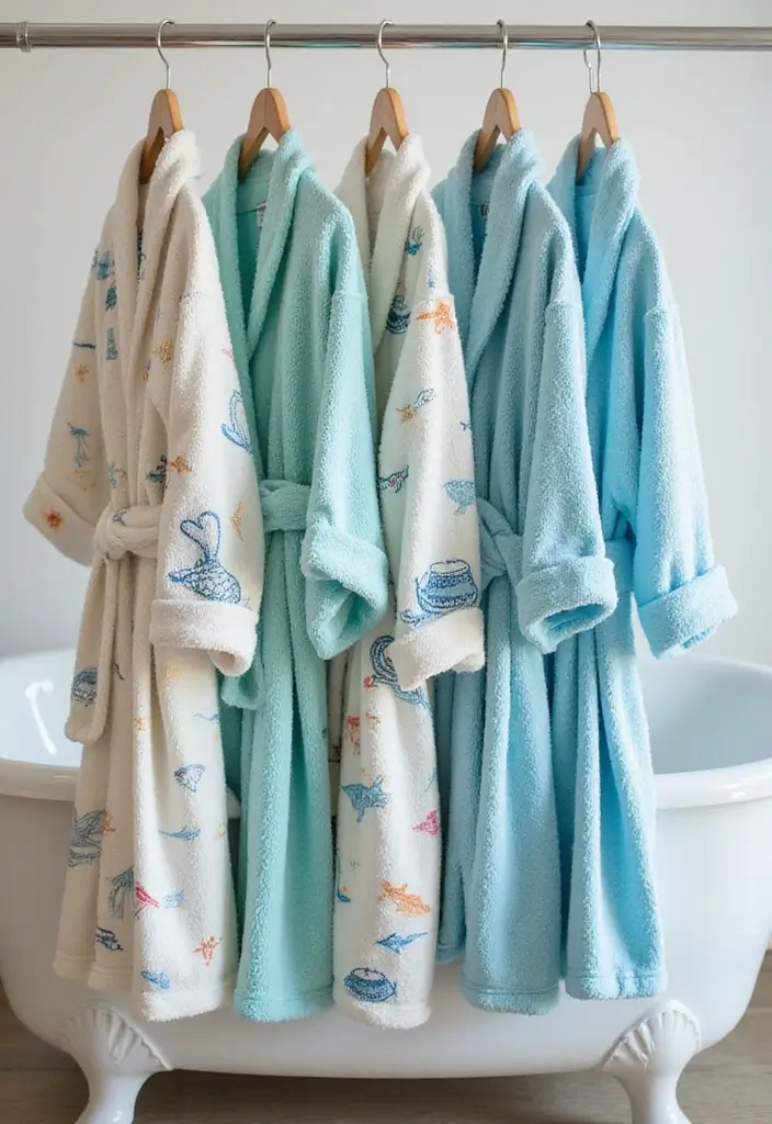29 Under The Sea Bathroom Ideas For Kids And Adults - 22. Beachy Bathrobes