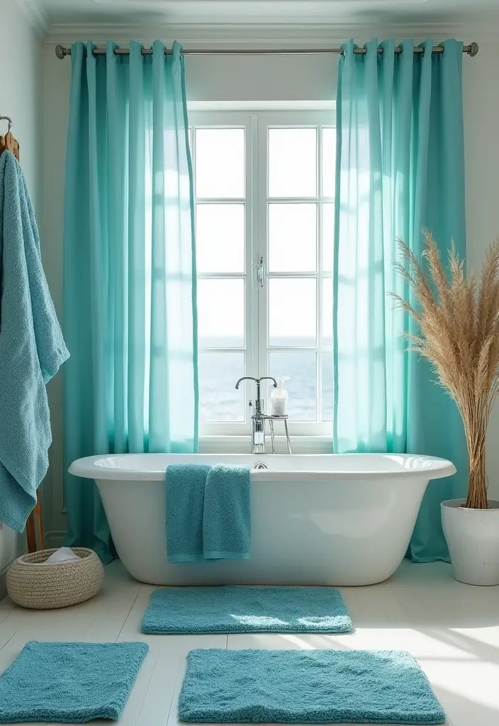 29 Under The Sea Bathroom Ideas For Kids And Adults - 29. Ocean-Inspired Textiles