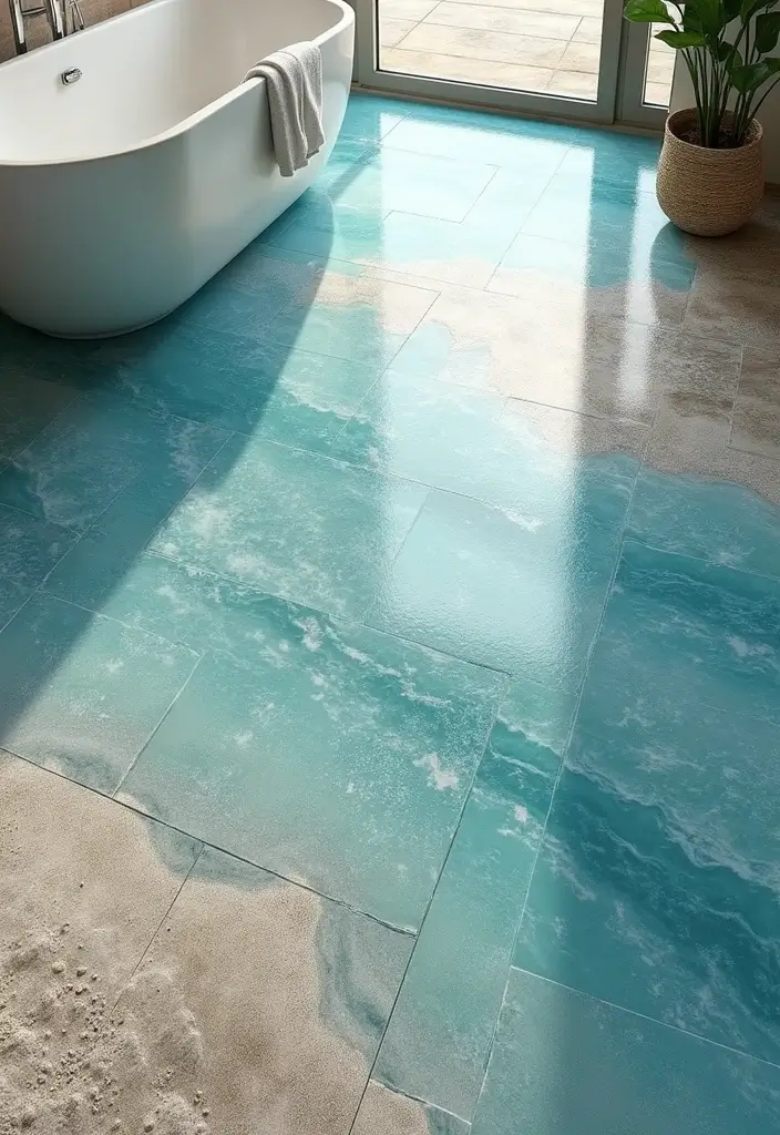 29 Under The Sea Bathroom Ideas For Kids And Adults - 7. Ocean Floor Tiles