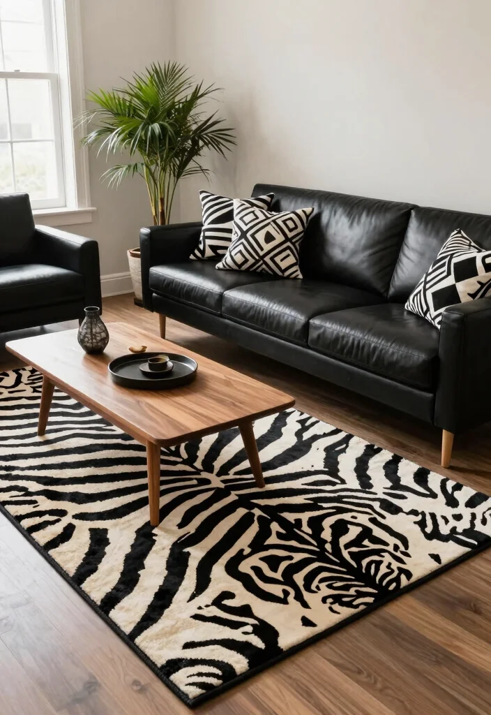 15 Animal Print Rug Living Room Ideas Bold Statement Style - 1. Bold Safari Statement 1
