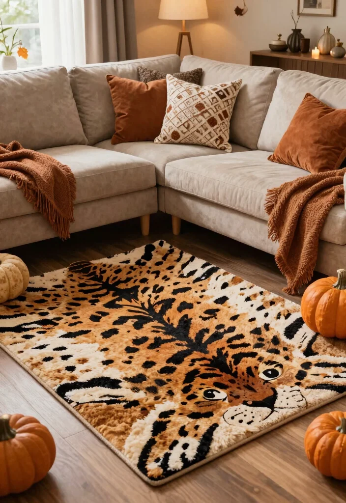 15 Animal Print Rug Living Room Ideas Bold Statement Style - 14. Seasonal Switch-Up 1