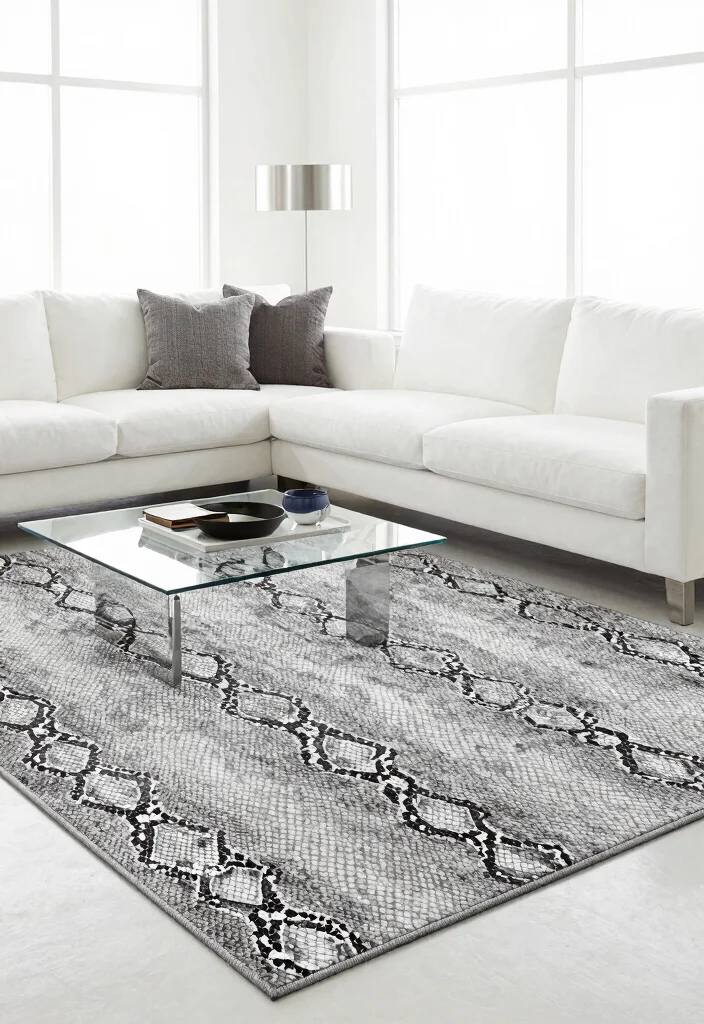 15 Animal Print Rug Living Room Ideas Bold Statement Style - 4. Serene Snakeskin 1