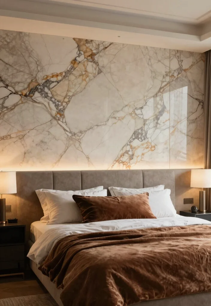 15 Bedroom Wall Lights Above Bed Ideas Modern Cozy Lighting - 12. Marbled Stone Wall Fixtures 1