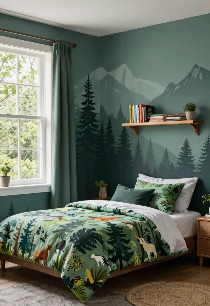 15 Blue Bedroom Ideas for Boys: Cool, Fun Style - 11. Forest Retreat 1