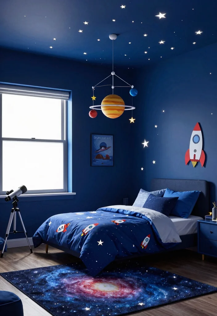 15 Blue Bedroom Ideas for Boys: Cool, Fun Style - 2. Outer Space Exploration 1