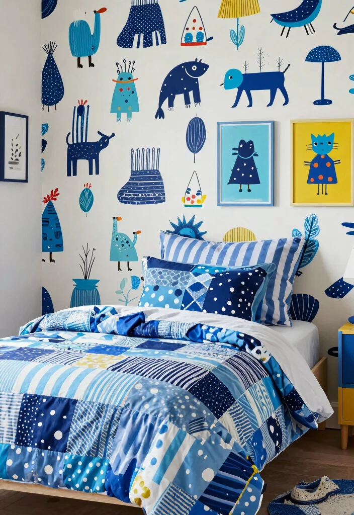 15 Blue Bedroom Ideas for Boys: Cool, Fun Style - 9. Playful Patterns 1
