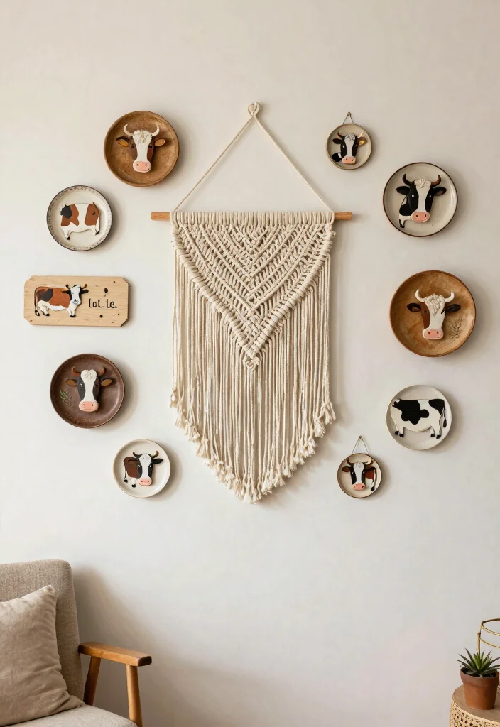 15 Cow Living Room Decor Ideas for a Farmhouse Whimsical Touch - 4. Cow-Themed Wall Hangings 1