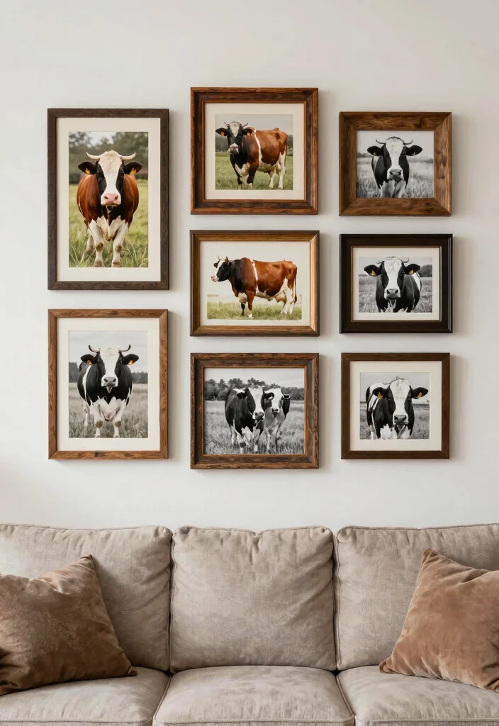 15 Cow Living Room Decor Ideas for a Farmhouse Whimsical Touch - 5. Farmhouse Cow Prints 1