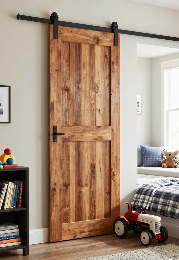 15 Farm Bedroom Ideas for Boys Cozy Country Style - 2. Barn Door Styling 1