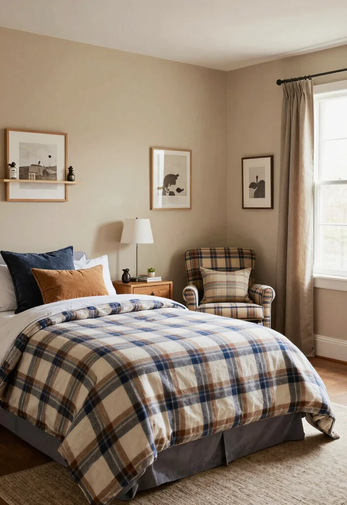 15 Farm Bedroom Ideas for Boys Cozy Country Style - 5. Plaid Patterns Galore 1