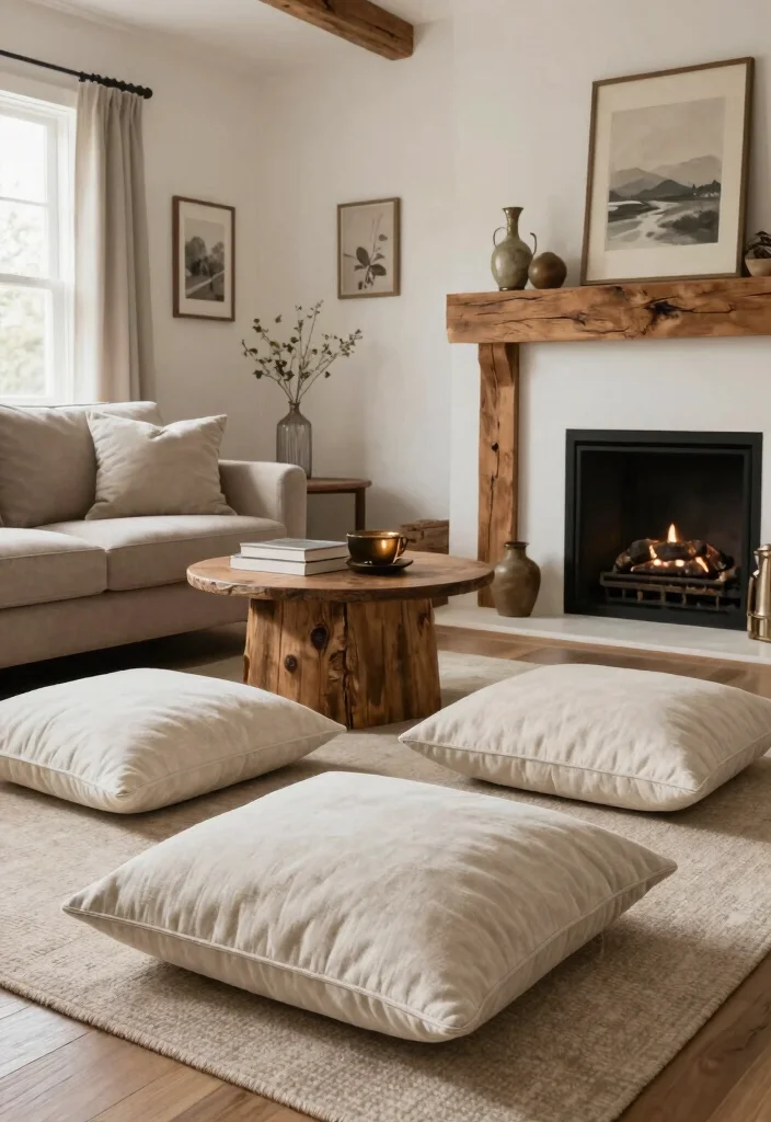 15 Floor Sofa Living Room Ideas for Casual Minimal Comfort - 12. Chic Modern Farmhouse 1