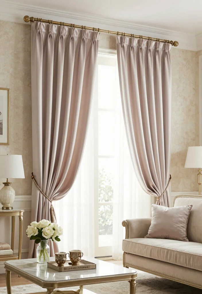 15 Half Curtains Living Room Ideas Light Casual Charm - 14. Classic Pinch Pleats 1