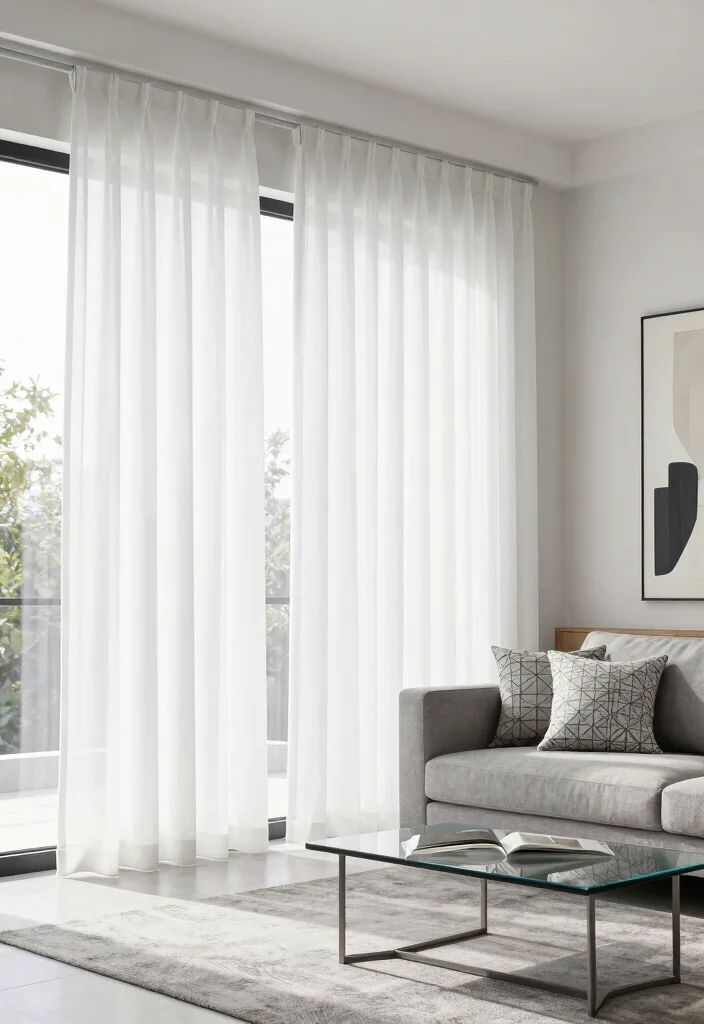 15 Half Curtains Living Room Ideas Light Casual Charm - 5. Simple Canvas 1