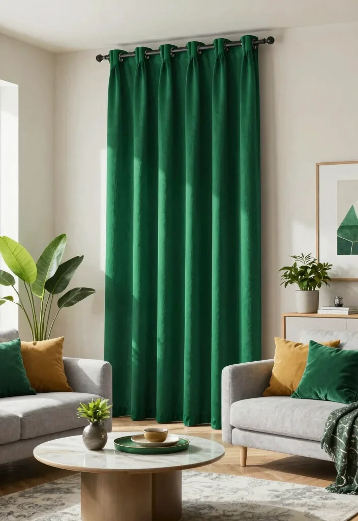 15 Half Curtains Living Room Ideas Light Casual Charm - 7. Bold Color Statements 1