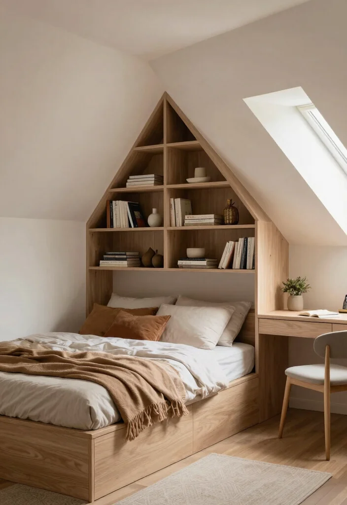 15 Low Ceiling Attic Bedroom Ideas: Cozy Smart Design - 2. Utilize Built-in Furniture 1