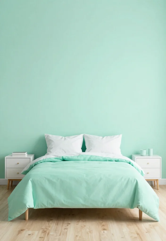 15 Mint Green Bedroom Ideas Fresh Soft Style - 10. Minimalistic Mint Green Designs 1