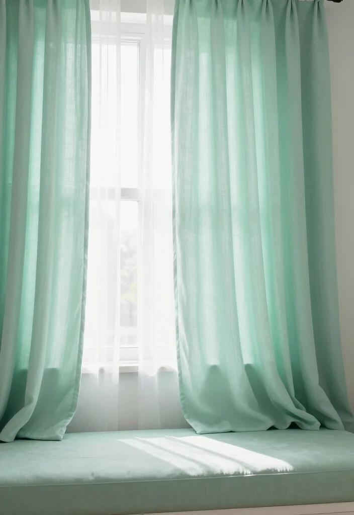 15 Mint Green Bedroom Ideas Fresh Soft Style - 11. Mint Green Curtains and Drapery 1