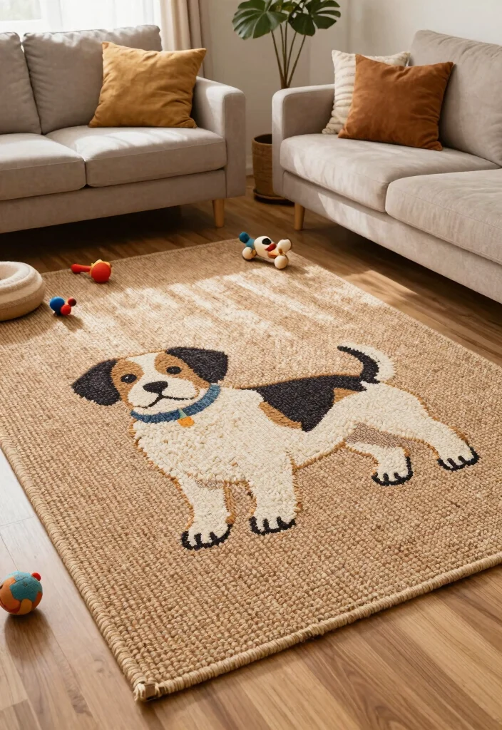 15 Sisal Rug Living Room Ideas: Natural Textured Warmth - 12. Pet-Friendly Living 1