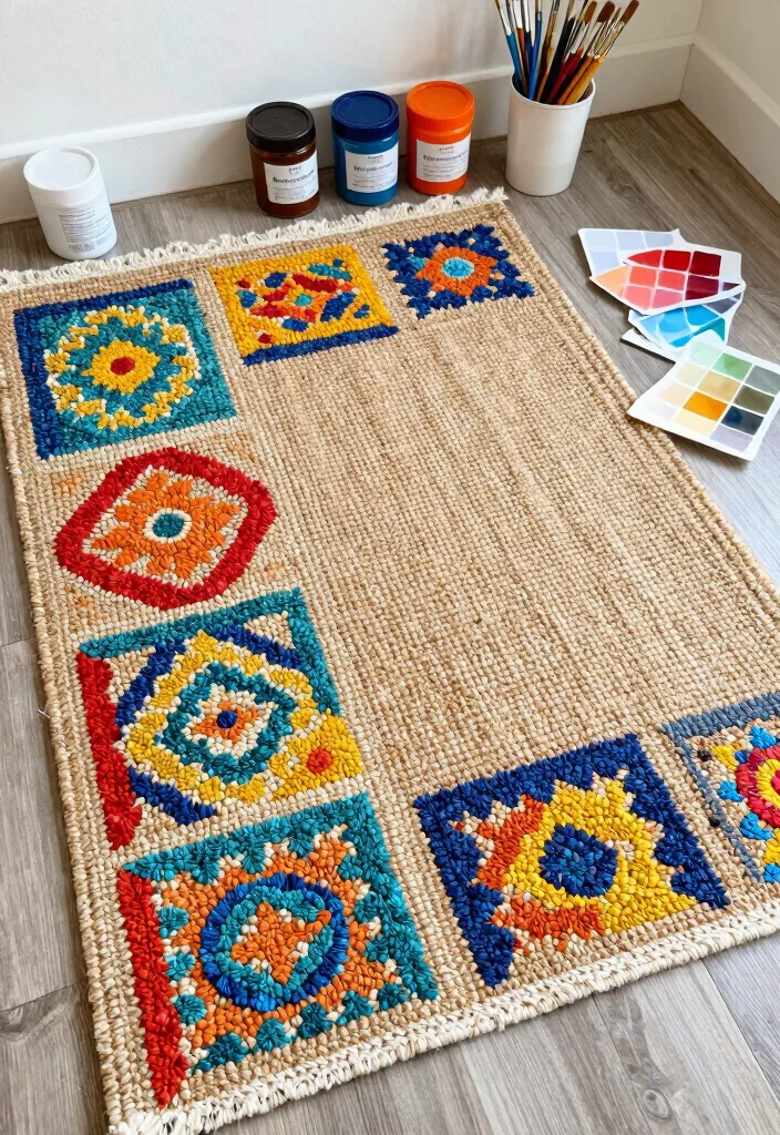 15 Sisal Rug Living Room Ideas: Natural Textured Warmth - 15. Customizing with DIY 1