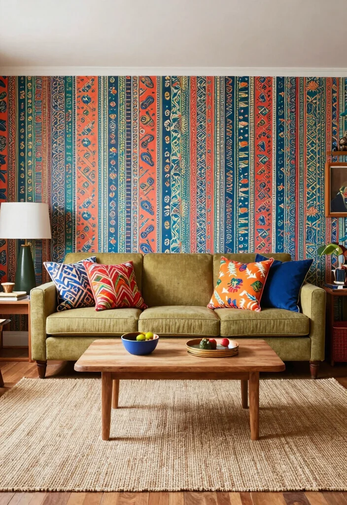 15 Sisal Rug Living Room Ideas: Natural Textured Warmth - 9. Bold Patterns in Surroundings 1