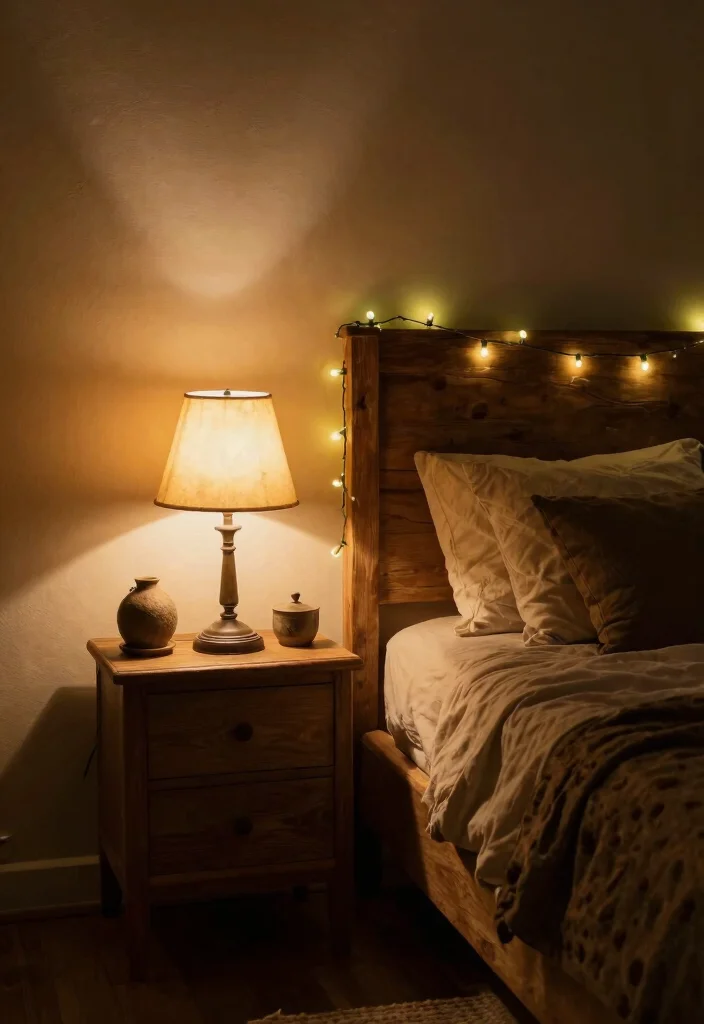 15 Small Rustic Bedroom Ideas Warm Cozy Charm - 6. Use Warm Lighting 1