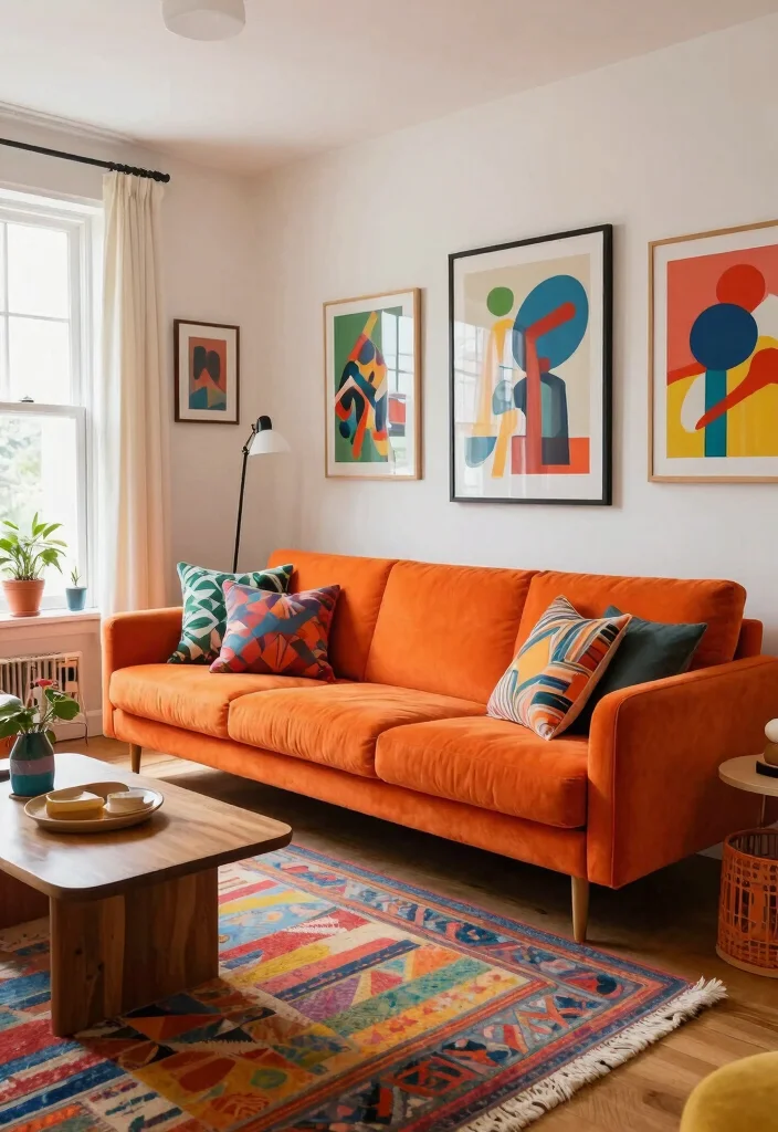 15 Sofa in Living Room Ideas: Classic Layout Inspiration - 11. Bright and Bold Colors 1