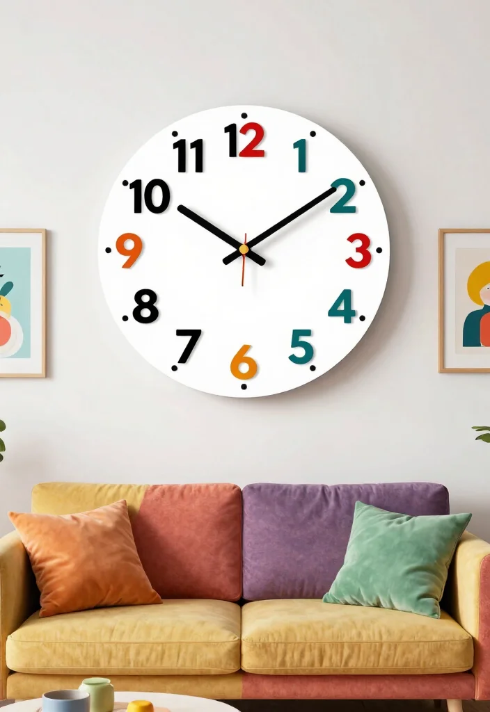 15 Wall Clock Decor Living Room Ideas Functional Style - 13. Clocks with Creative Numbering 1
