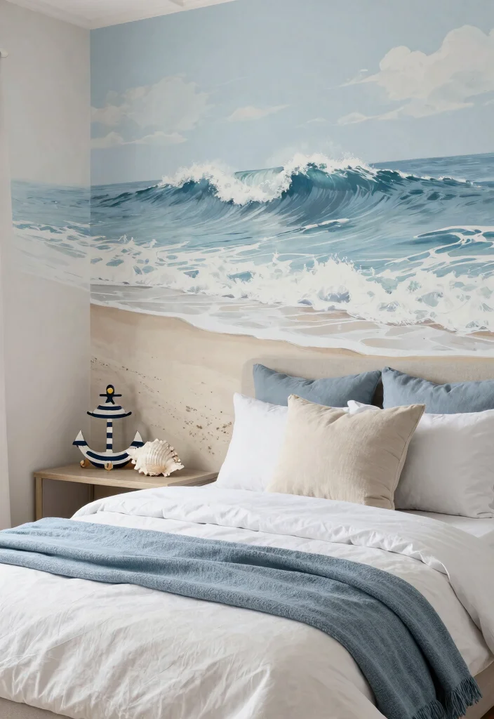 15 Wall Painting Ideas for Teen Bedrooms: Creative Expressions - 10. Nautical Waves 1