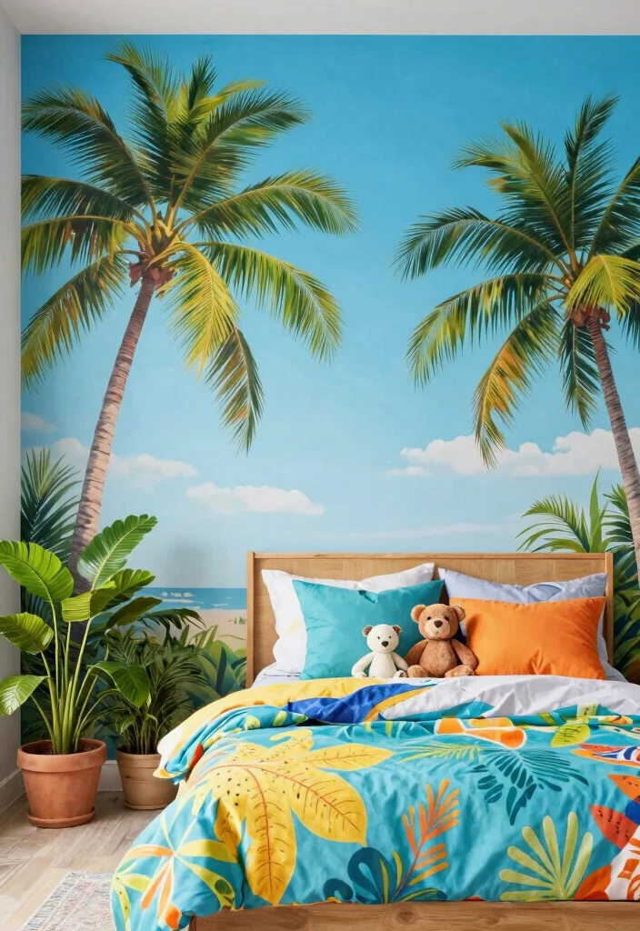 15 Wall Painting Ideas for Teen Bedrooms: Creative Expressions - 11. Tropical Paradise 1