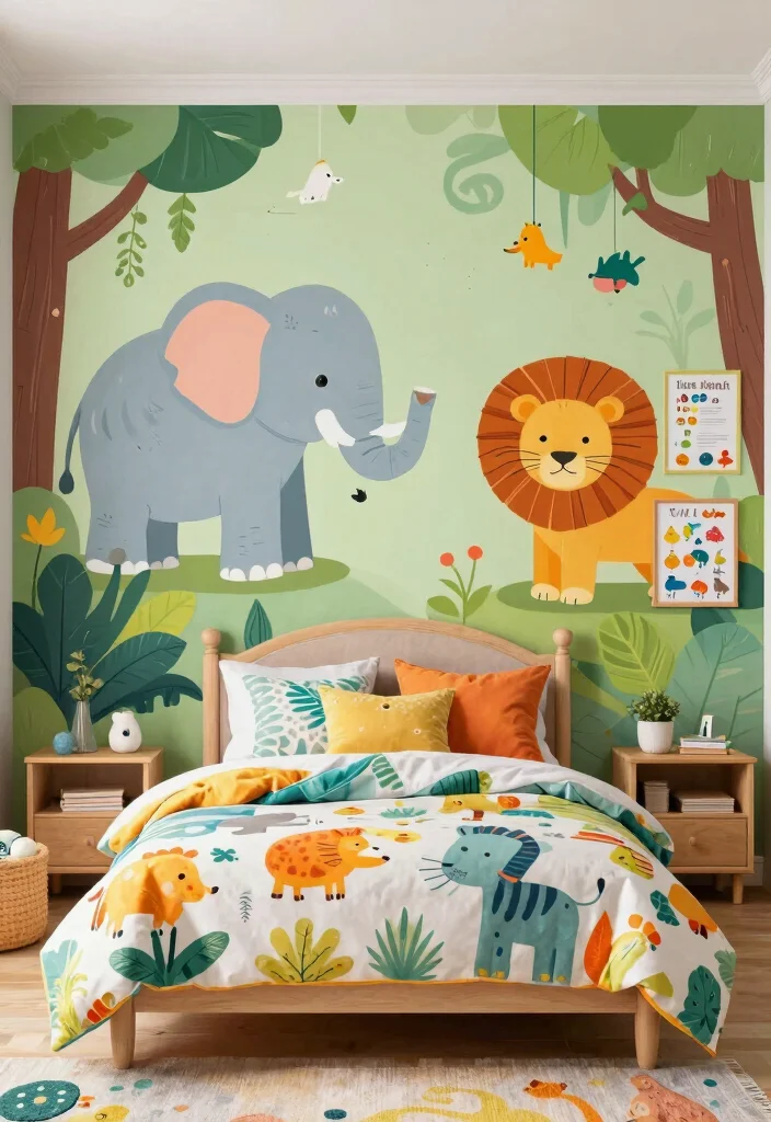 15 Wall Painting Ideas for Teen Bedrooms: Creative Expressions - 12. Fun Animal Kingdom 1