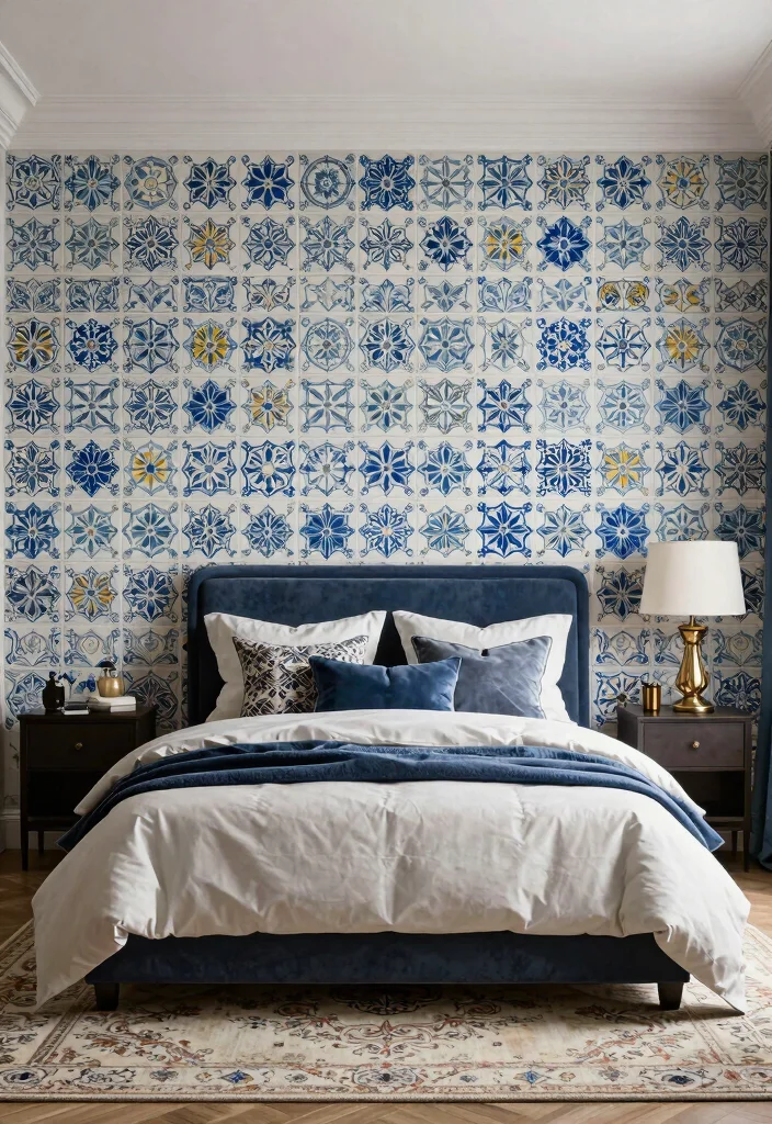 15 Wall Painting Ideas for Teen Bedrooms: Creative Expressions - 13. Classic Tile Pattern 1