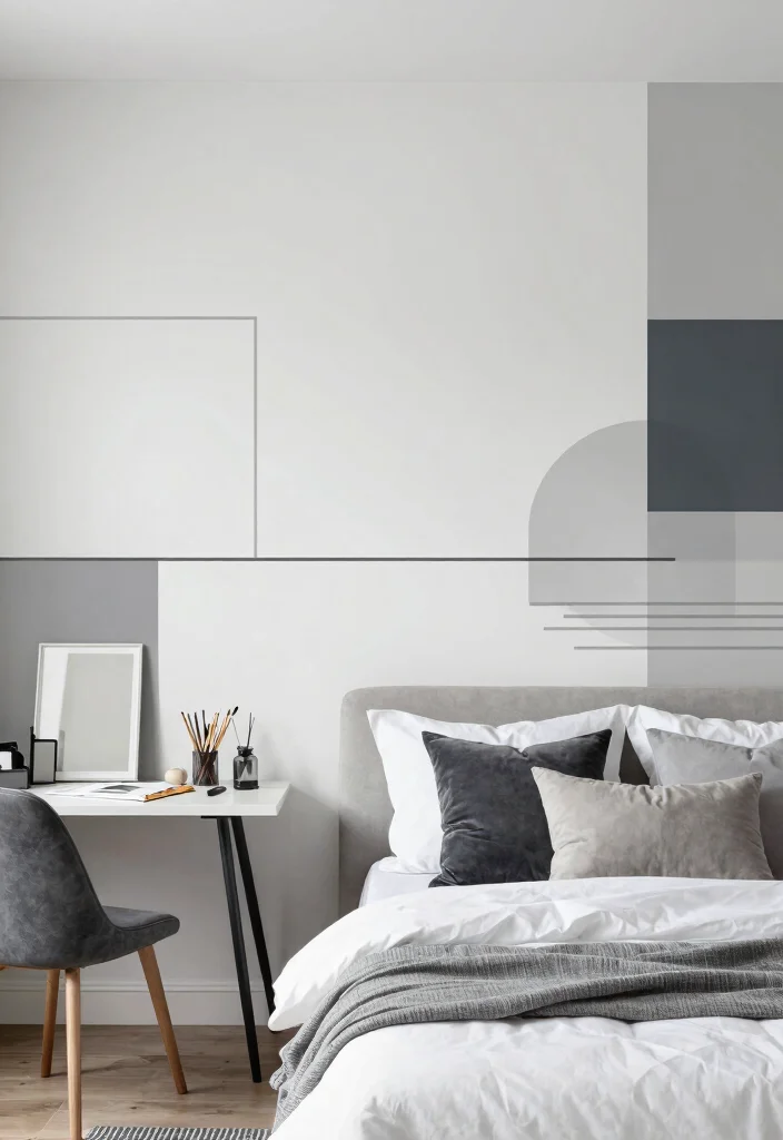 15 Wall Painting Ideas for Teen Bedrooms: Creative Expressions - 15. Minimalist Lines and Shapes 1