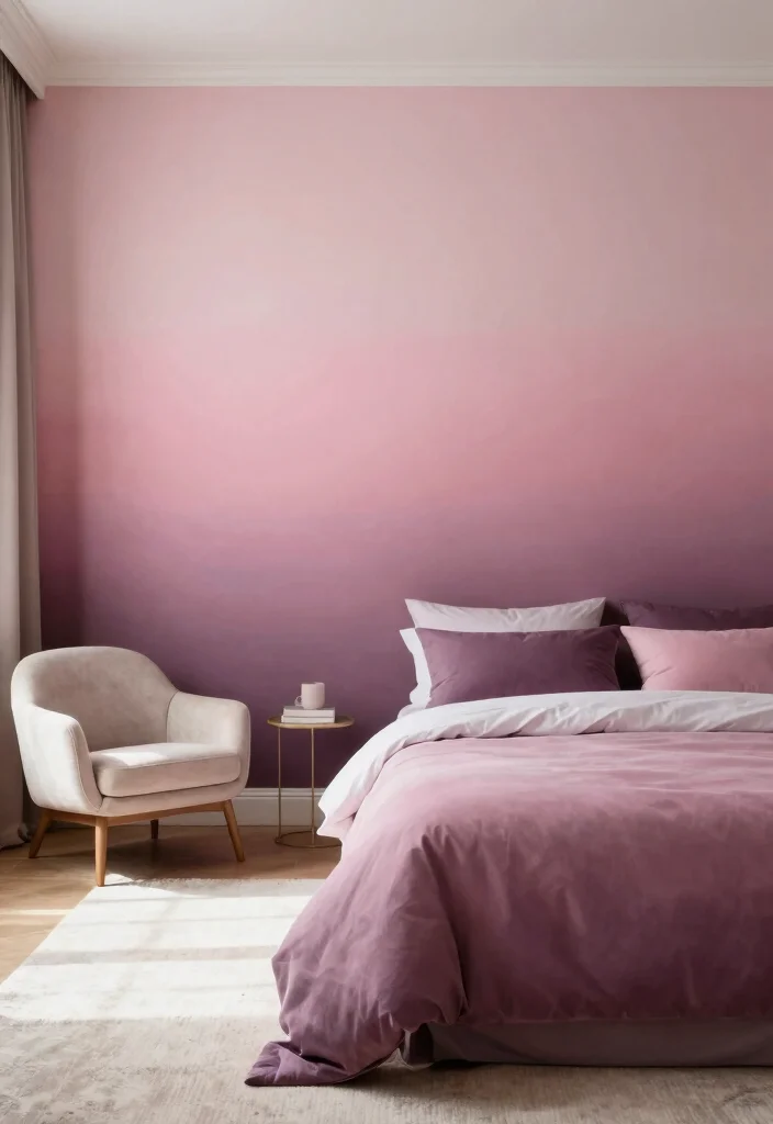 15 Wall Painting Ideas for Teen Bedrooms: Creative Expressions - 8. Dreamy Ombre Effect 1